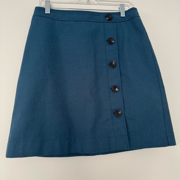 Ann Taylor Dresses & Skirts - Ann Taylor Teal Button-Front A-Line Mini Skirt Fully Lined Dark Academia Women 6